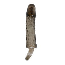 Дымчатая вибрирующая насадка на пенис с подхватом для мошонки Carson - 17 см., фото 