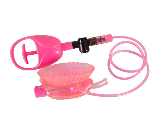 Розовая вакуумная помпа для клитора с вибрацией Eat My Pussy, фото 