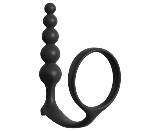 Черная анальная цепочка с эрекционным кольцом Ass-gasm Cockring Anal Beads, фото 