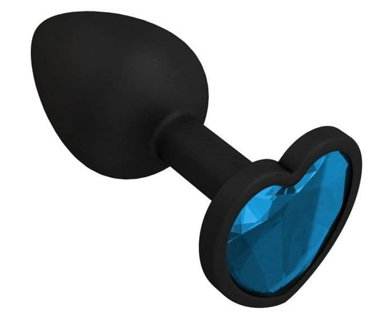 Черная силиконовая пробка с голубым кристаллом - 7,3 см., фото 