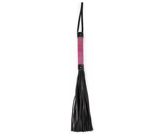 Черная плеть-флогер с розовой ручкой - 40 см., фото 