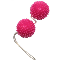 Розовые вагинальные шарики с шипами на шнурке, фото 