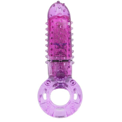 Фиолетовое эрекционное кольцо с вибрацией и пальчиком OYEAH PURPLE, фото 