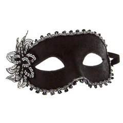 Карнавальная маска с цветком Venetian Eye Mask, Цвет: черный, фото 