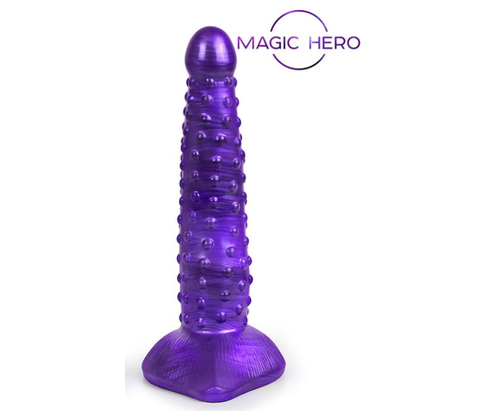 Фиолетовый фантазийный фаллоимитатор с пупырышками - 25 см., фото 