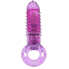 Фиолетовое эрекционное кольцо с вибрацией и пальчиком OYEAH PURPLE, фото 
