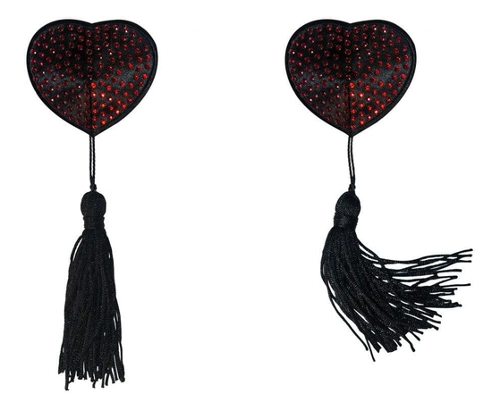 Черно-красные пэстисы-сердечки Evans с кисточками, Цвет: черный с красным, фото 