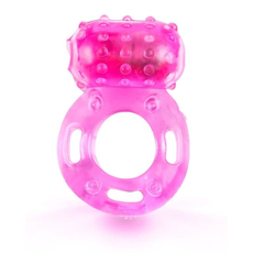 Розовое гелевое эрекционное кольцо с вибропулей, фото 