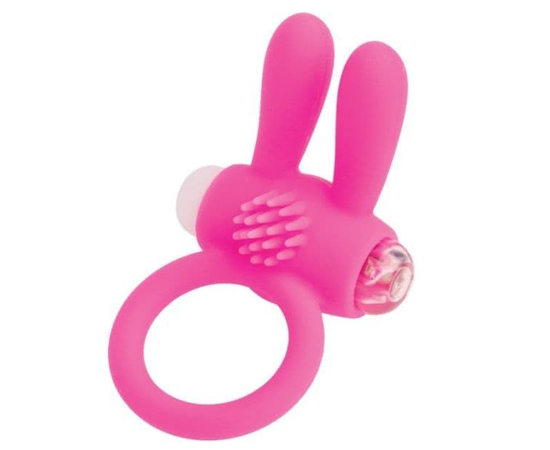 Розовое эрекционное виброкольцо A-toys с ушками, фото 