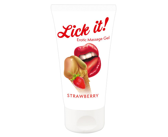 Лубрикант на водной основе Lick it! Strawberry с ароматом клубники - 50 мл., фото 