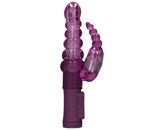 Фиолетовый вибратор-кролик Rotating Bubbles - 23,2 см., фото 