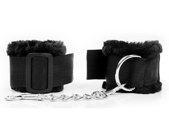 Черные наручники на регулируемых пряжках, фото 