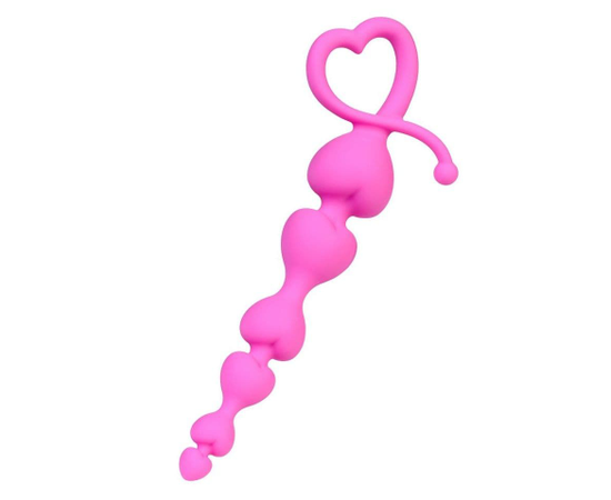 Розовая силиконовая анальная цепочка Sweety - 18,5 см., фото 