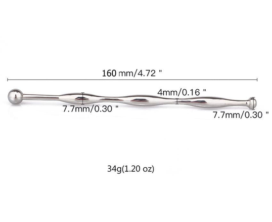 Металлический уретральный стимулятор - 16 см., фото 