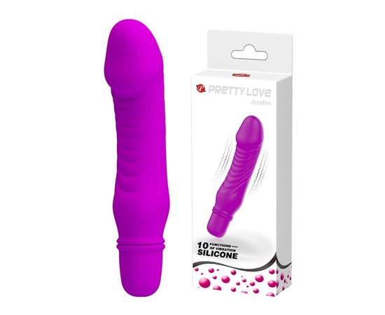 Фиолетовый мини-вибратор Justin -13,5 см., фото 