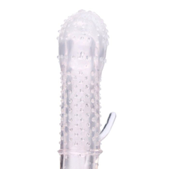 Прозрачная массажная насадка на пенис с шишечками и усиком - 12,5 см., фото 