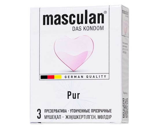 Супертонкие презервативы Masculan Pur - 3 шт., Длина: 18.50, Объем: 3 шт., фото 