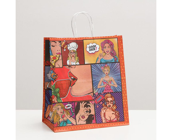 Подарочный крафтовый пакет Pop Art» - 32х19,5х37 см., фото 