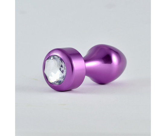 Фиолетовая алюминиевая втулка с прозрачным кристаллом - 8,1 см., Длина: 8.10, Цвет: фиолетовый, Дополнительный цвет: Прозрачный, фото 