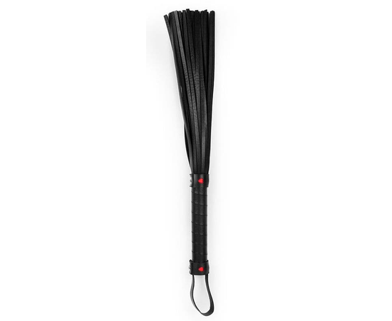 Черная многохвостая гладкая плеть с ручкой - 40 см., фото 