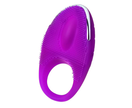 Фиолетовое перезаряжаемое виброкольцо с ресничками JOS  RICO, фото 