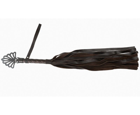 Коричневая плеть-флогер с витой ручкой в виде короны - 62 см., фото 