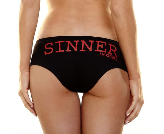 Женские трусики Hustler с надписью Sinner, Цвет: черный, Размер: M-L, фото 