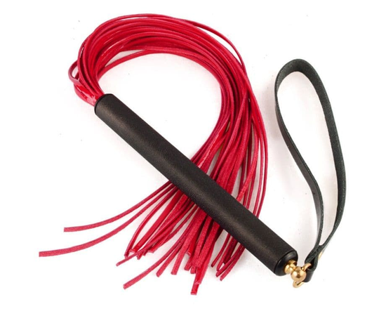 Бордовая лаковая плеть MIX с черной ручкой - 47 см., фото 