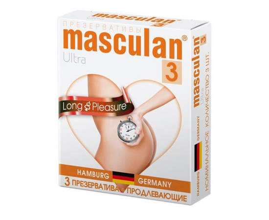 Презервативы Masculan Ultra 3 Long Pleasure с продлевающим эффектом - 3 шт., фото 
