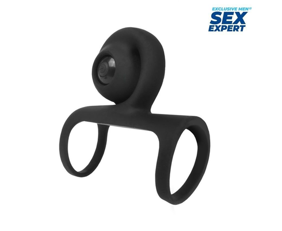 Черная вибронасадка на пенис Sex Expert, фото 