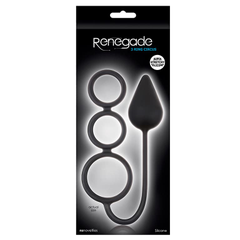 Анальная пробка Renegade 3 Ring Circus Medium Black с эрекционными кольцами, фото 