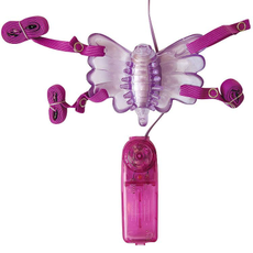 Фиолетовая вибробабочка на ремешках с пультом управления вибрацией, Цвет: фиолетовый, фото 