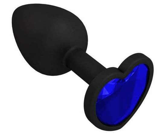 Черная силиконовая пробка с синим кристаллом - 7,3 см., фото 