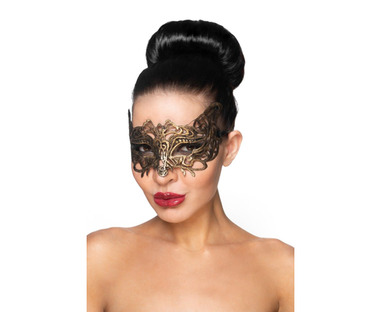 Золотистая карнавальная маска "Беллатрикс", Цвет: золотистый, фото 