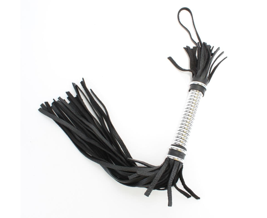 Черная плеть с серебристой ручкой - 44 см., фото 