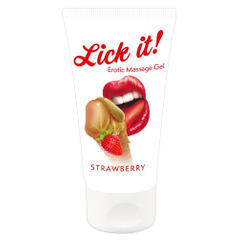 Лубрикант на водной основе Lick it! Strawberry с ароматом клубники - 50 мл., фото 
