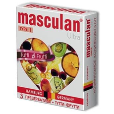Жёлтые презервативы Masculan Ultra Tutti-Frutti с фруктовым ароматом - 3 шт., Объем: 3 шт. , Цвет: желтый, фото 