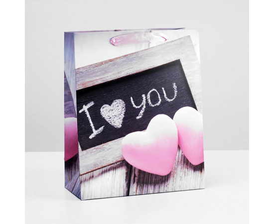 Подарочный пакет "I love you" - 32 х 26 см., фото 