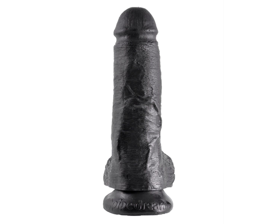 Чёрный фаллоимитатор 8" Cock with Balls - 21,3 см., фото 