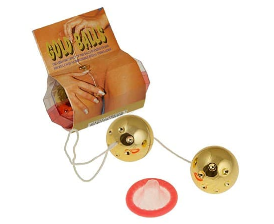 Золотистые вагинальные шарики GOLD, Цвет: золотистый, фото 