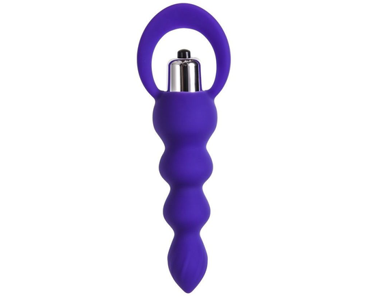 Фиолетовая анальная вибровтулка Twisty - 14 см., фото 