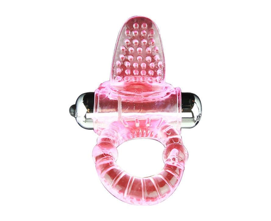 Эрекционное кольцо с вибростимулятором клитора в форме язычка, фото 