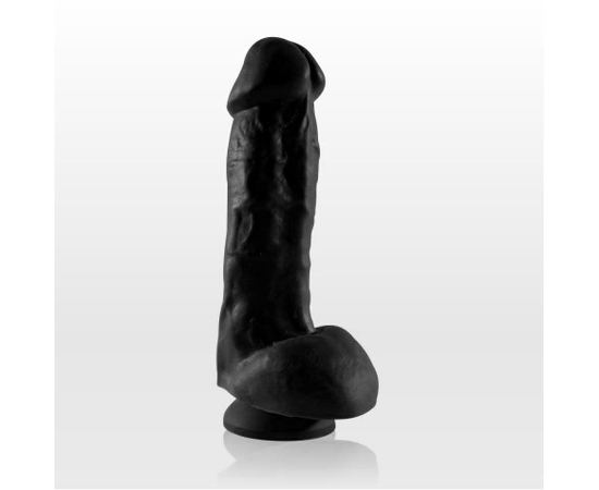 Крупный чёрный фаллоимитатор на присоске - 17 см., Цвет: черный, фото 