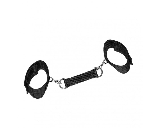 Черные наручники на липучках с креплением на карабинах, фото 