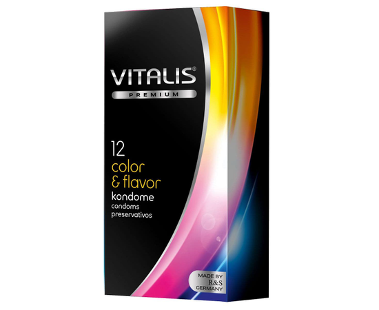 Цветные ароматизированные презервативы VITALIS PREMIUM color & flavor - 12 шт., Объем: 12 шт., Цвет: разноцветный, фото 