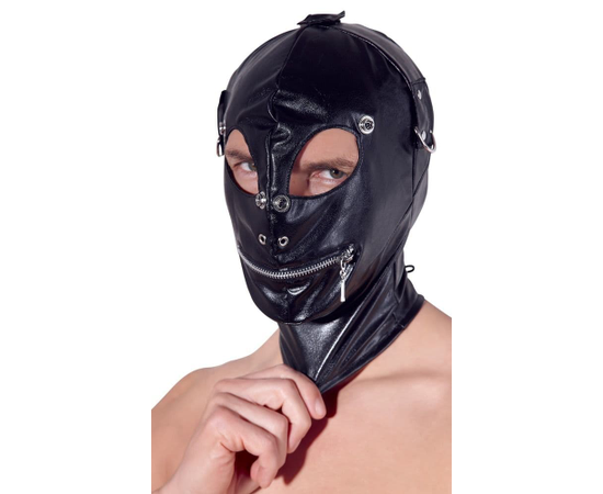 Маска на голову с отверстиями для глаз и рта Imitation Leather Mask, фото 