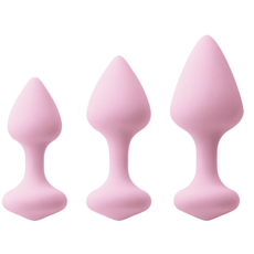 Набор из 3 нежно-розовых анальных пробок Triple Kiss Trainer Kit, фото 