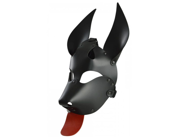 Кожаная маска "Дог" с красным языком, фото 
