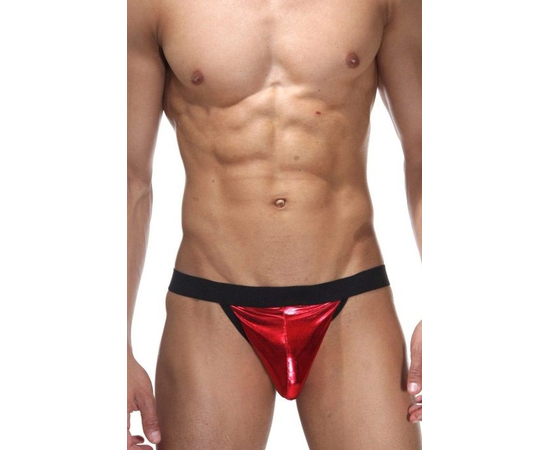 Сексуальные блестящие мужские трусы-стринги, Цвет: красный с черным, Размер: L-XL, фото 