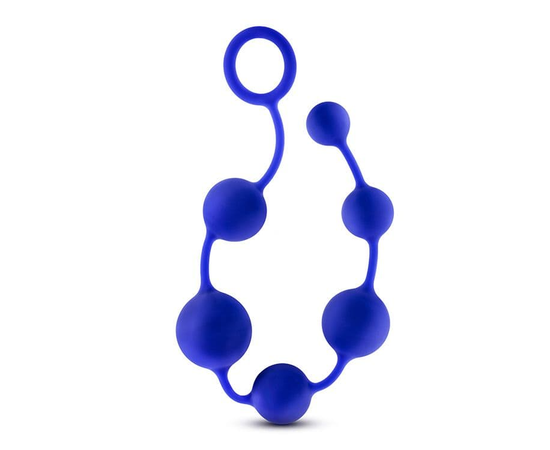 Синяя анальная цепочка 16 Inch Silicone Anal Beads - 40,6 см., фото 
